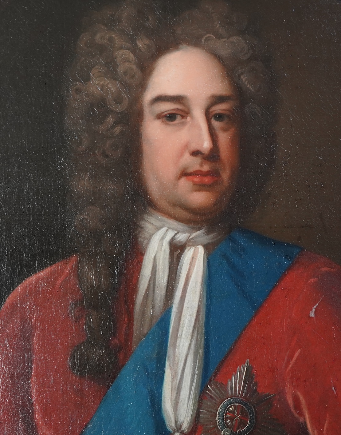 After Sir Godfrey Kneller, 1646-1723, A portrait of King George I wearing the star and ribbon of the garter